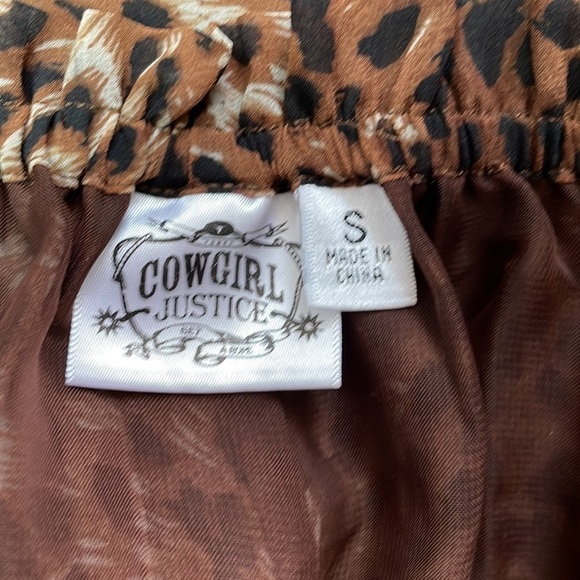 Cowgirl Justice Brown Cheetah Print Mesh Mini Dress Small - Picture 3 of 8